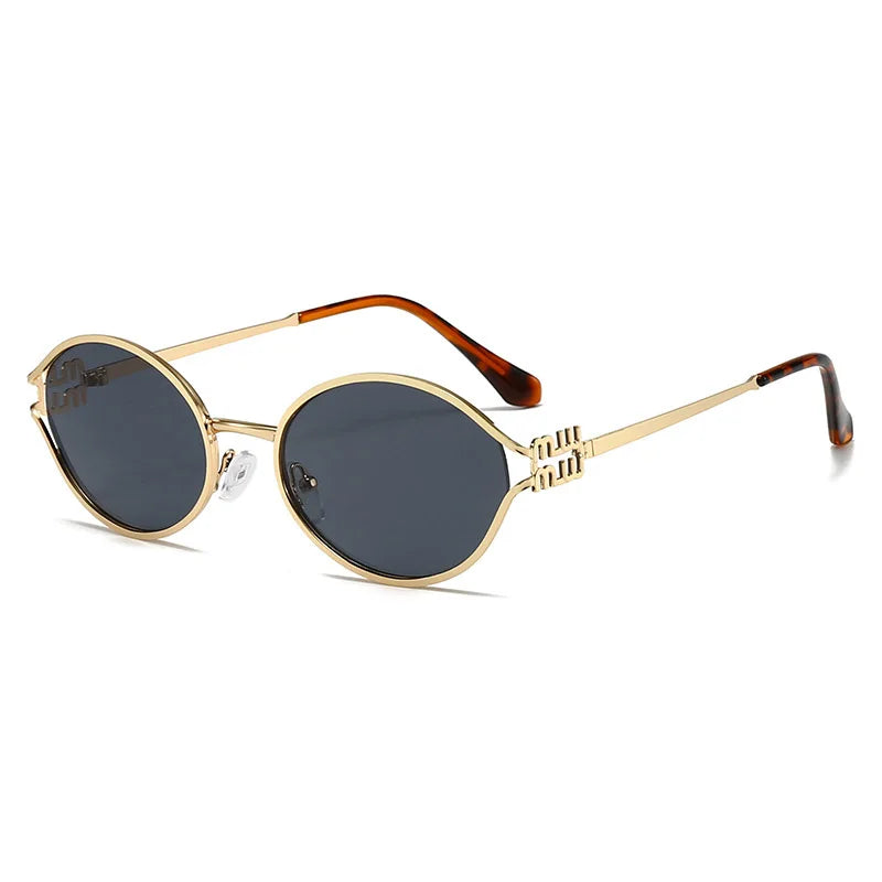 Retro Oval Cat Eye Sunglasses for Women in Alloy Frame