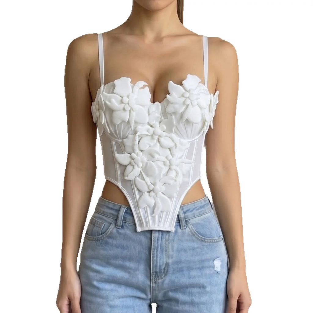 2026 Woman Clothing Top Women T-shirt Tank Top Female Clothes Tops Floral Halter Top See-through Mesh Sexy Fishbone Outerwear