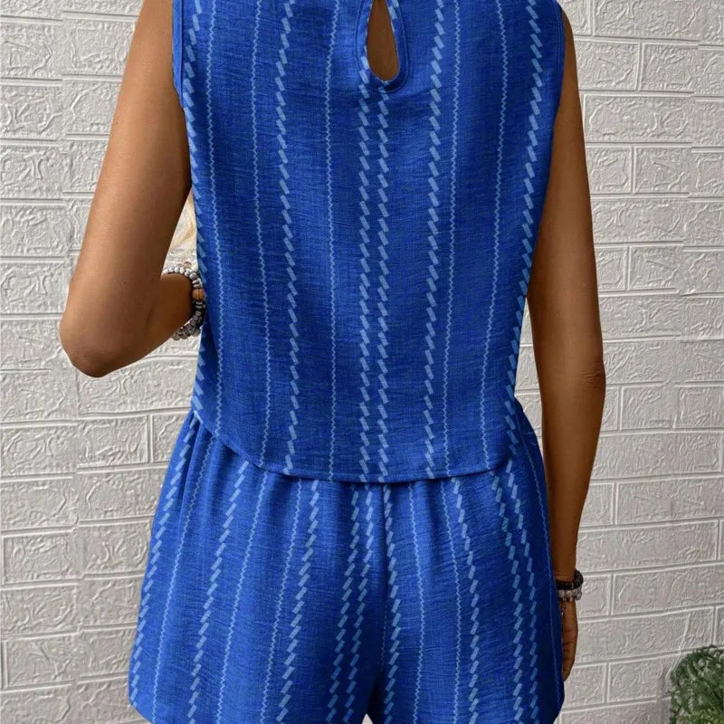 MALEY LifeStyle Striped Sleeveless Two Piece Set for Women