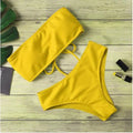 Elegant Solid Color Strapless Bikini Set for Women
