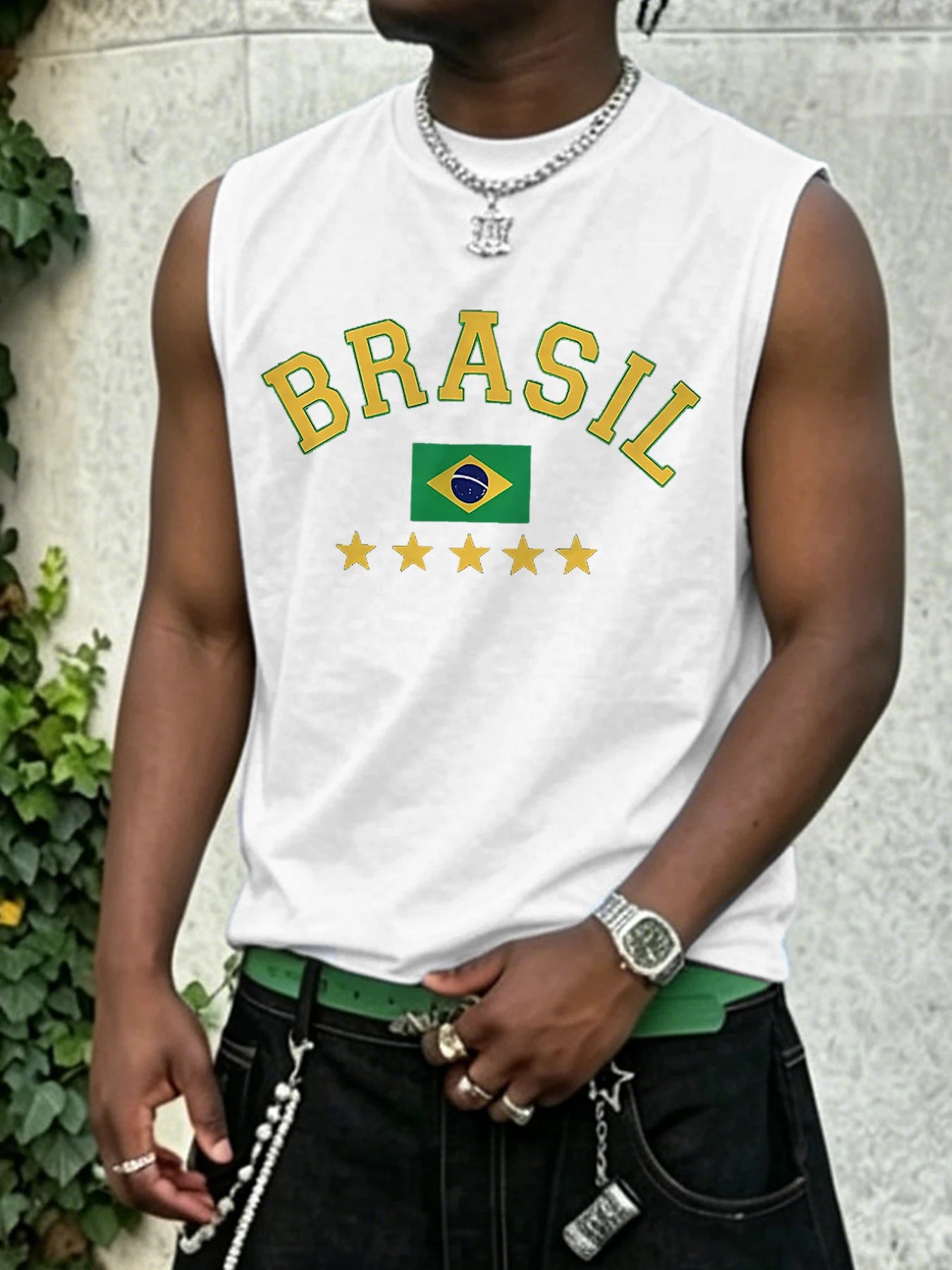 Men's Summer Retro Print Tank Top for Casual Streetwear