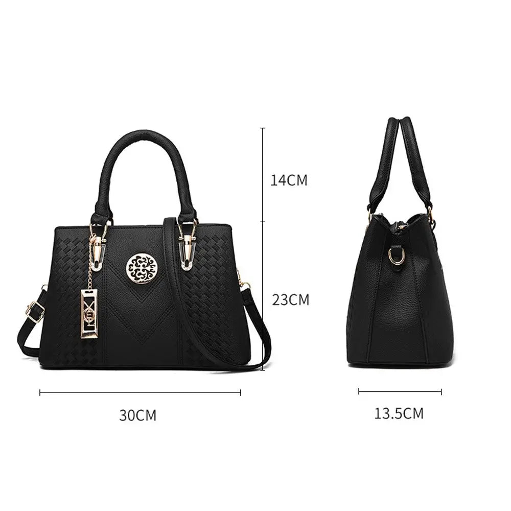 Embroidered PU Handbag for Women - Large Capacity Tote