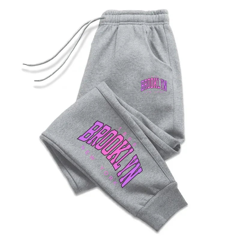 Women's Ankle-Length Polyester Sweatpants with Drawstring