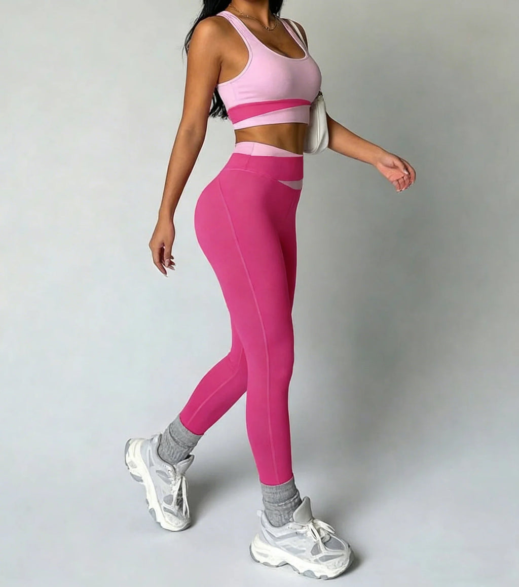 High Waist Women Yoga Set with Breathable Leggings and Bra