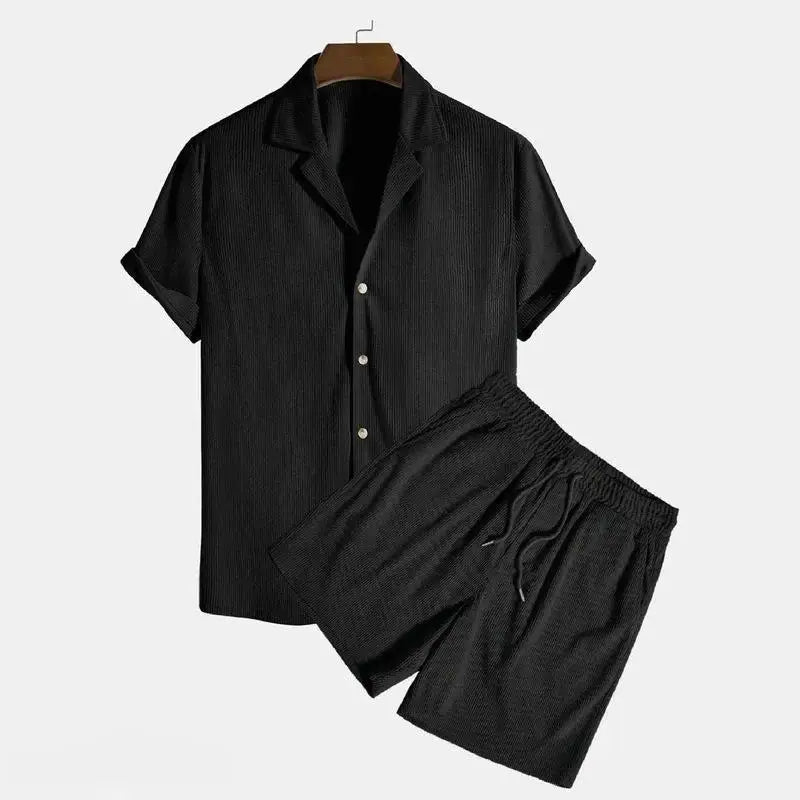 Men's Summer Sport Outfit Set with T-Shirt and Drawstring Pants