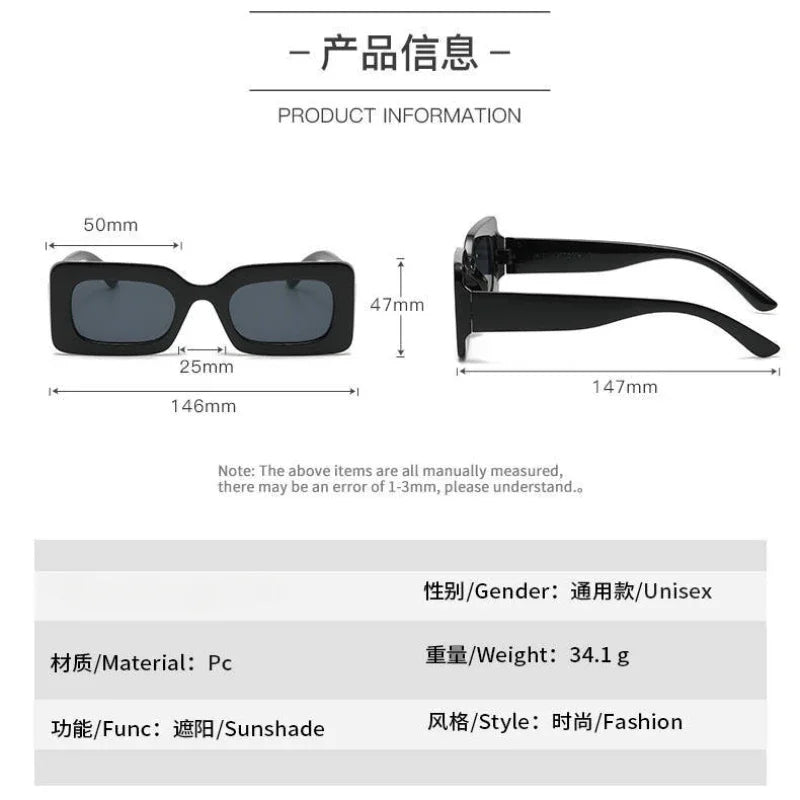 Vintage Rectangle Frame Sunglasses for Women by MOONBIFFY