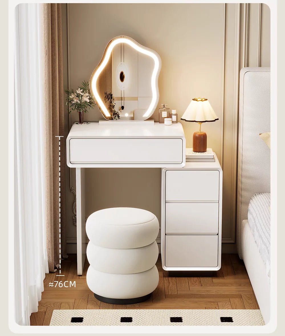 Luxury White Wood Dressing Table with Mirror for Women