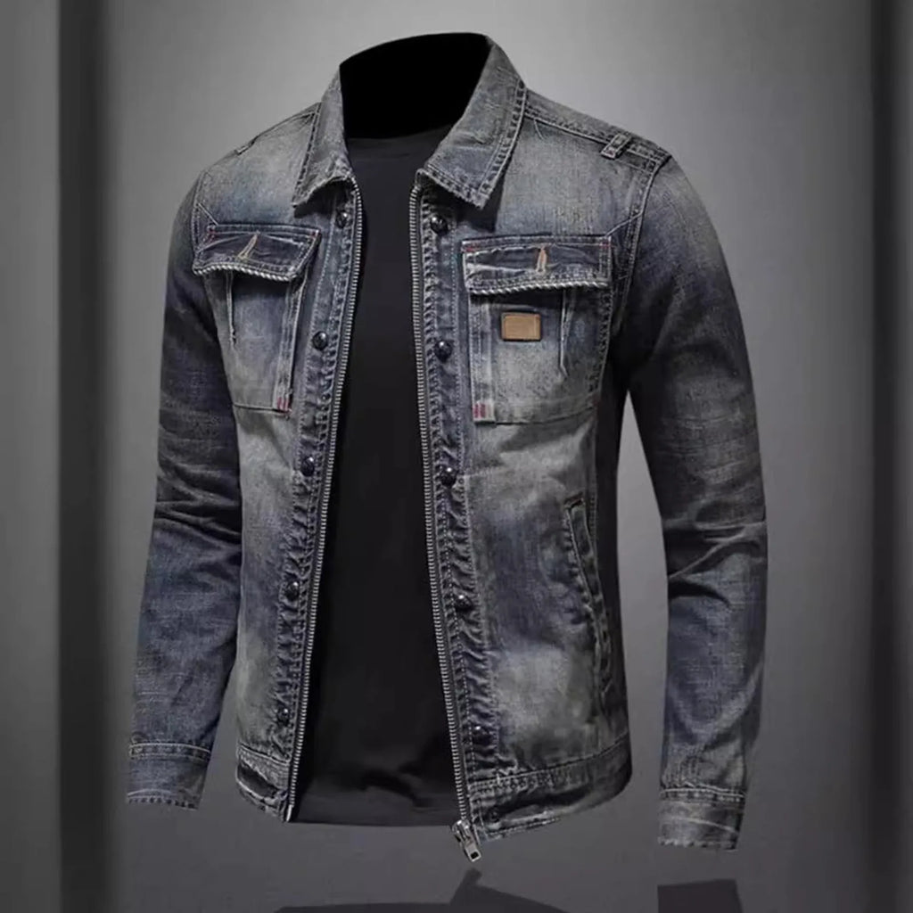 Vintage Denim Jacket Men's With Windbreak Cotton Padded Down Jacket Men's High Quality Classic Fashion New Zipper Padded Jacket