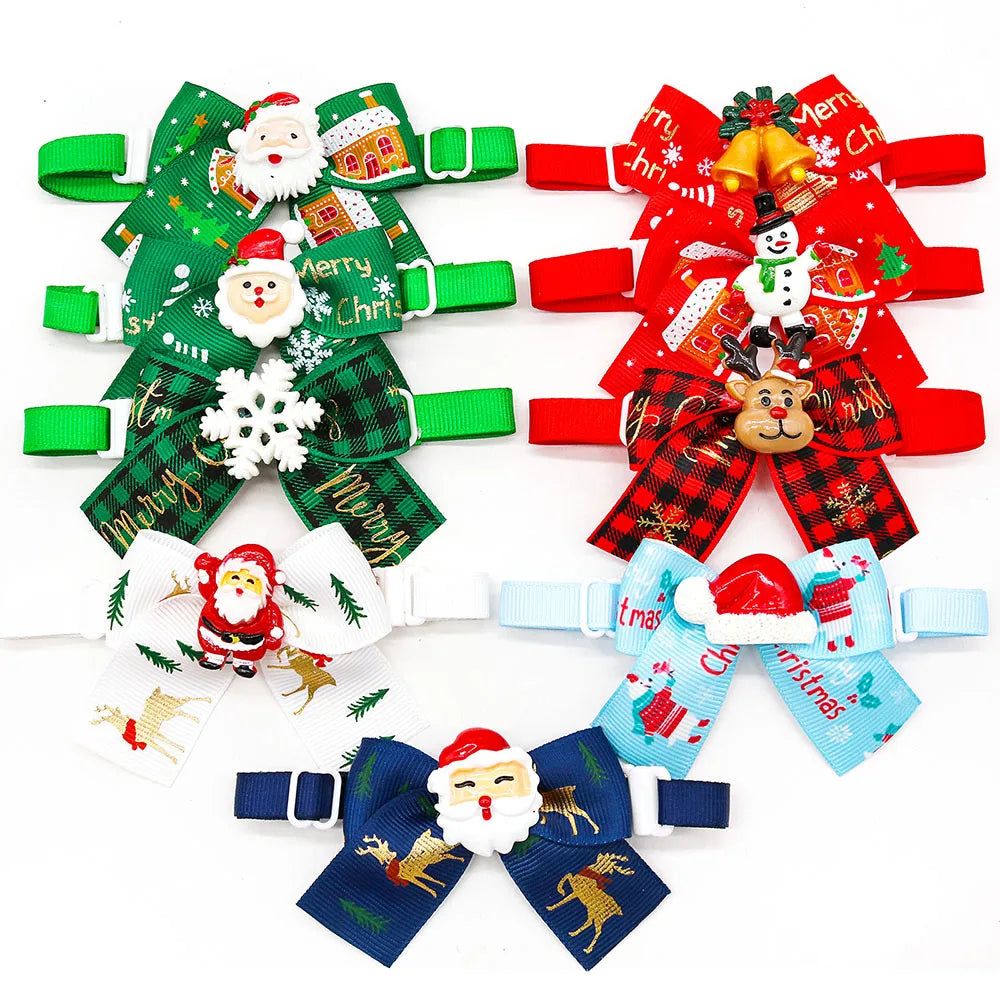 Vibrant Christmas Bow Tie Collection for Stylish Dogs