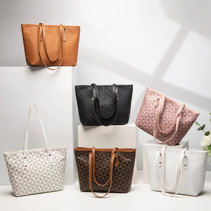 Embossed Floral Tote Bag for Women with Large Capacity