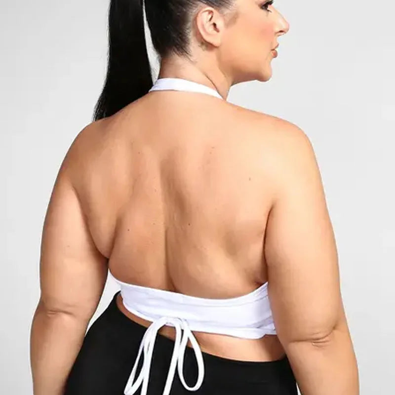 Women Summer Crop Tops Sexy Solid Color Cross Halter Neck Push Up Hollow Backless Tank High Street Wear Vest Fashion Lace Up Top