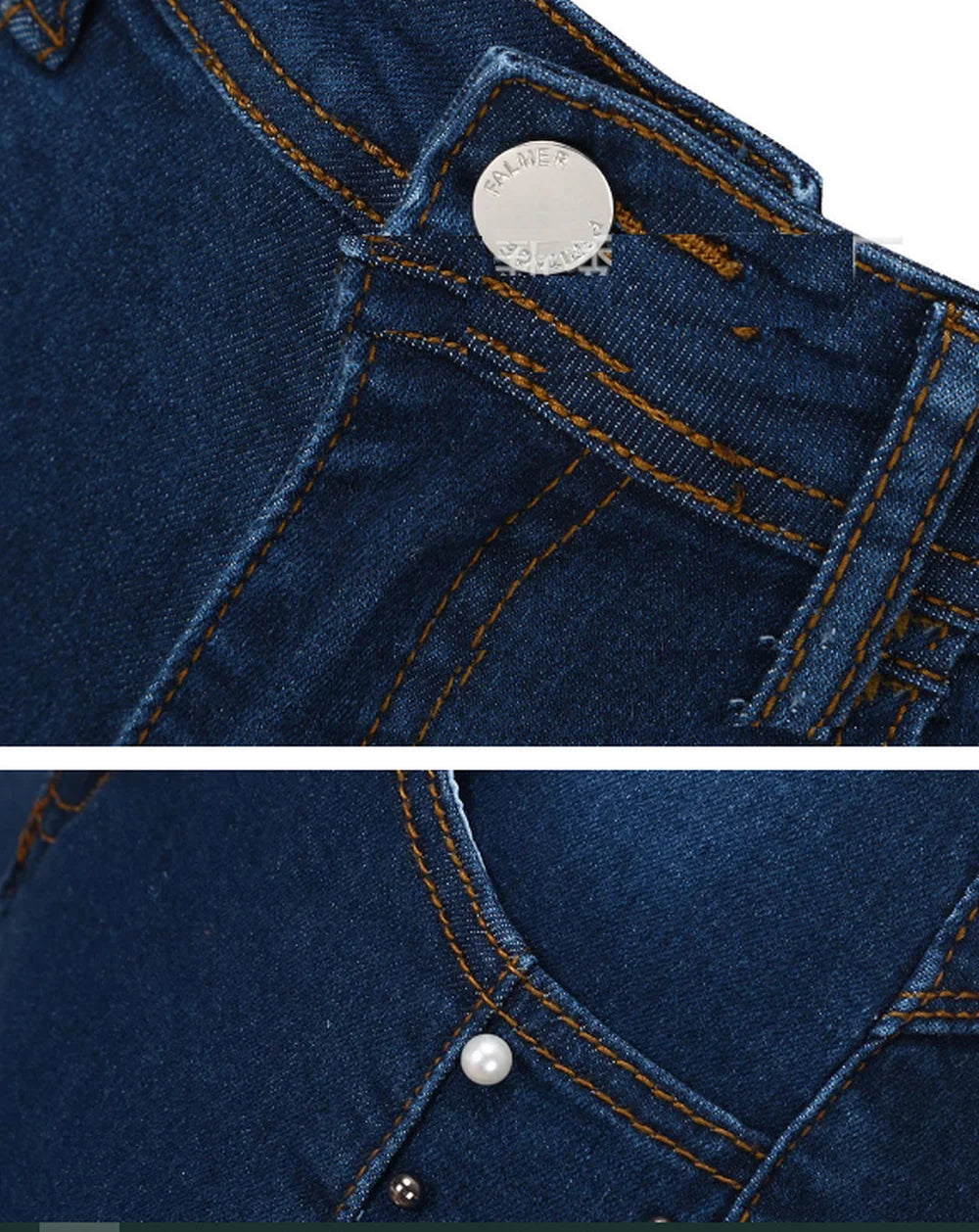 Ultra Stretchy Women's Curve Jeans with Bead Decoration