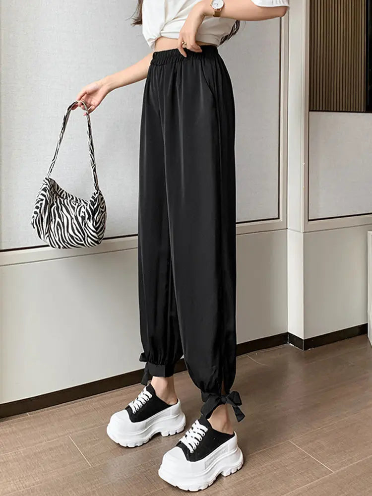 High Waist Harem Pants for Women in Casual Patchwork Style