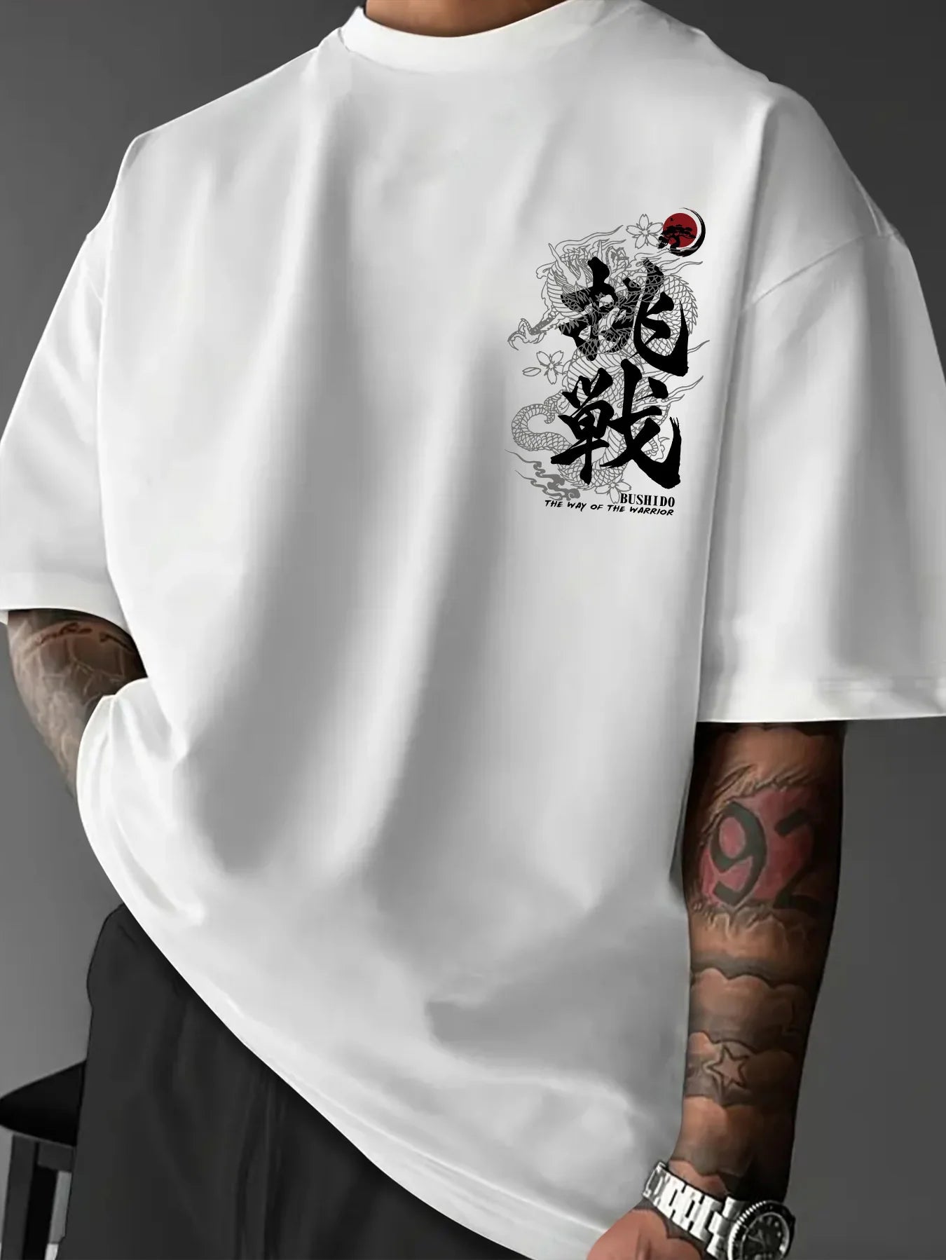 100% Cotton Men's T-shirt Street Style Short-sleeved Top with Dragon Pattern Print Suitable Summer Daily Commuting Casual Wear