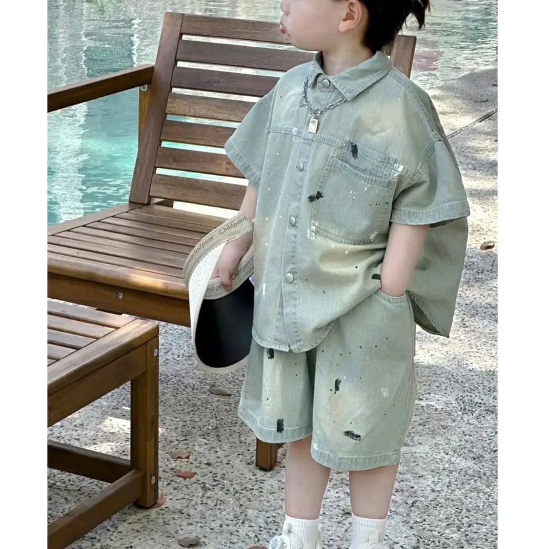 Boys Summer Clothing Set Casual Cotton Shirt and Shorts