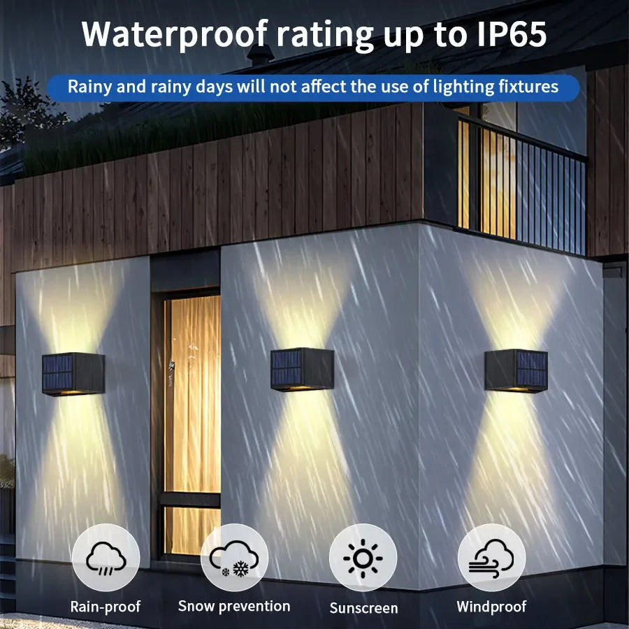 ATcomm Solar Powered LED Wall Lamp for Outdoor Garden Lighting