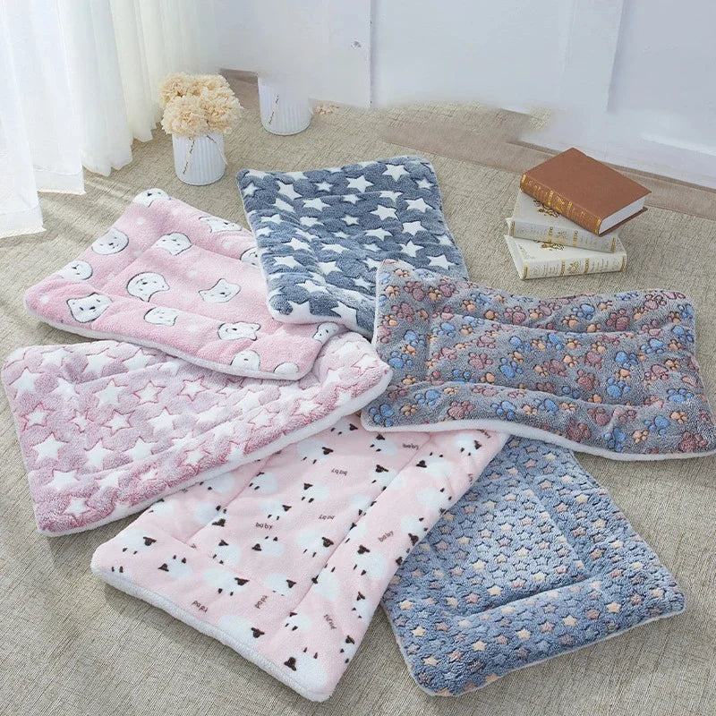 Cozy Plaid Pet Cushion for Dogs and Cats in Coral Velvet