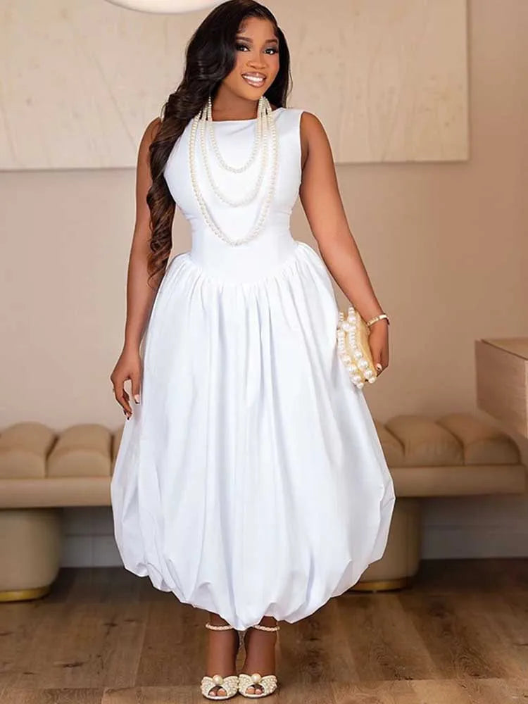 Elegant White Sleeveless Corset Dress for Women