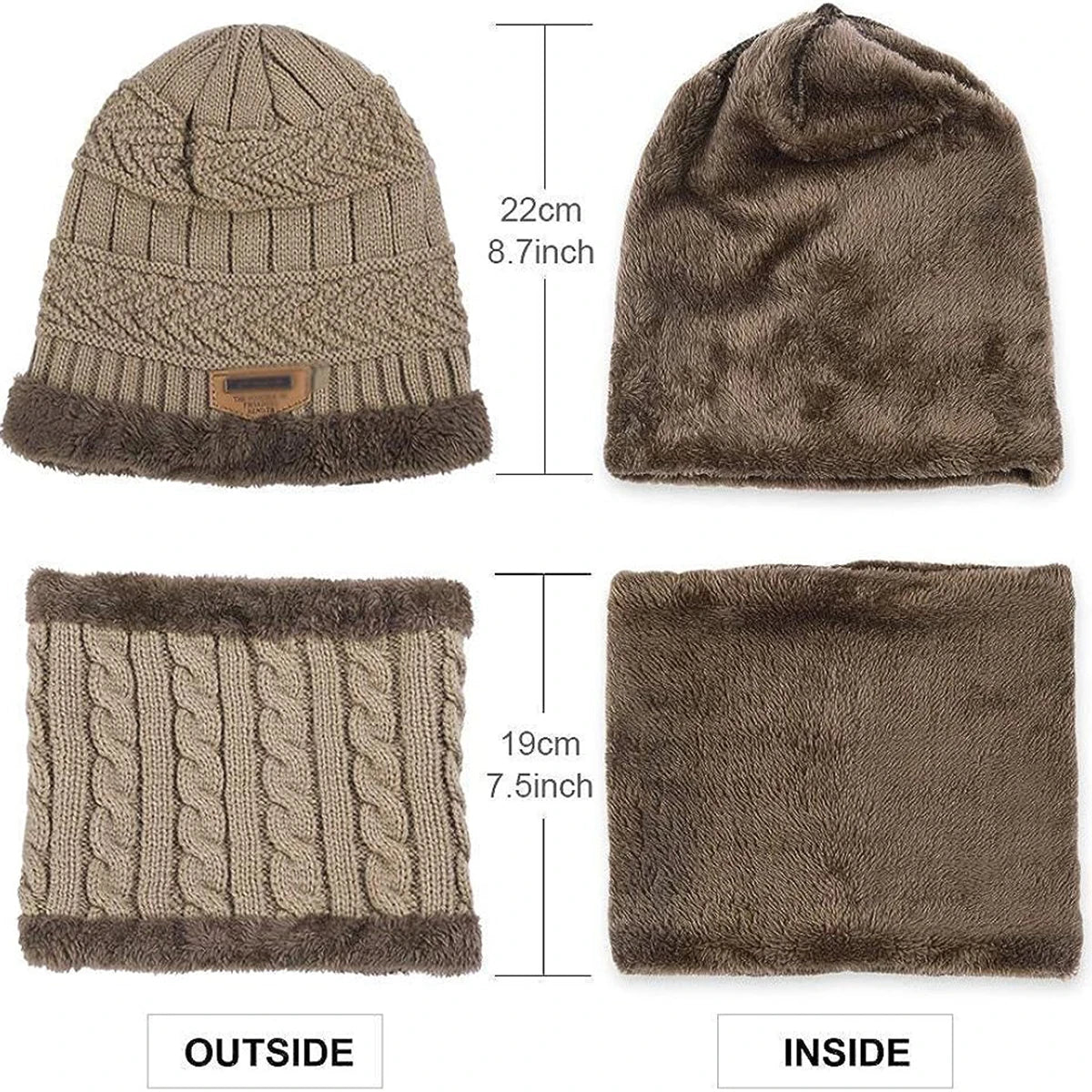 Kids Knitted Hat Scarf Set for 4-6 Years Unisex Polyester