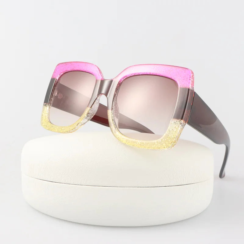 Gradient Redgreen Oversized Square Sunglasses for Women