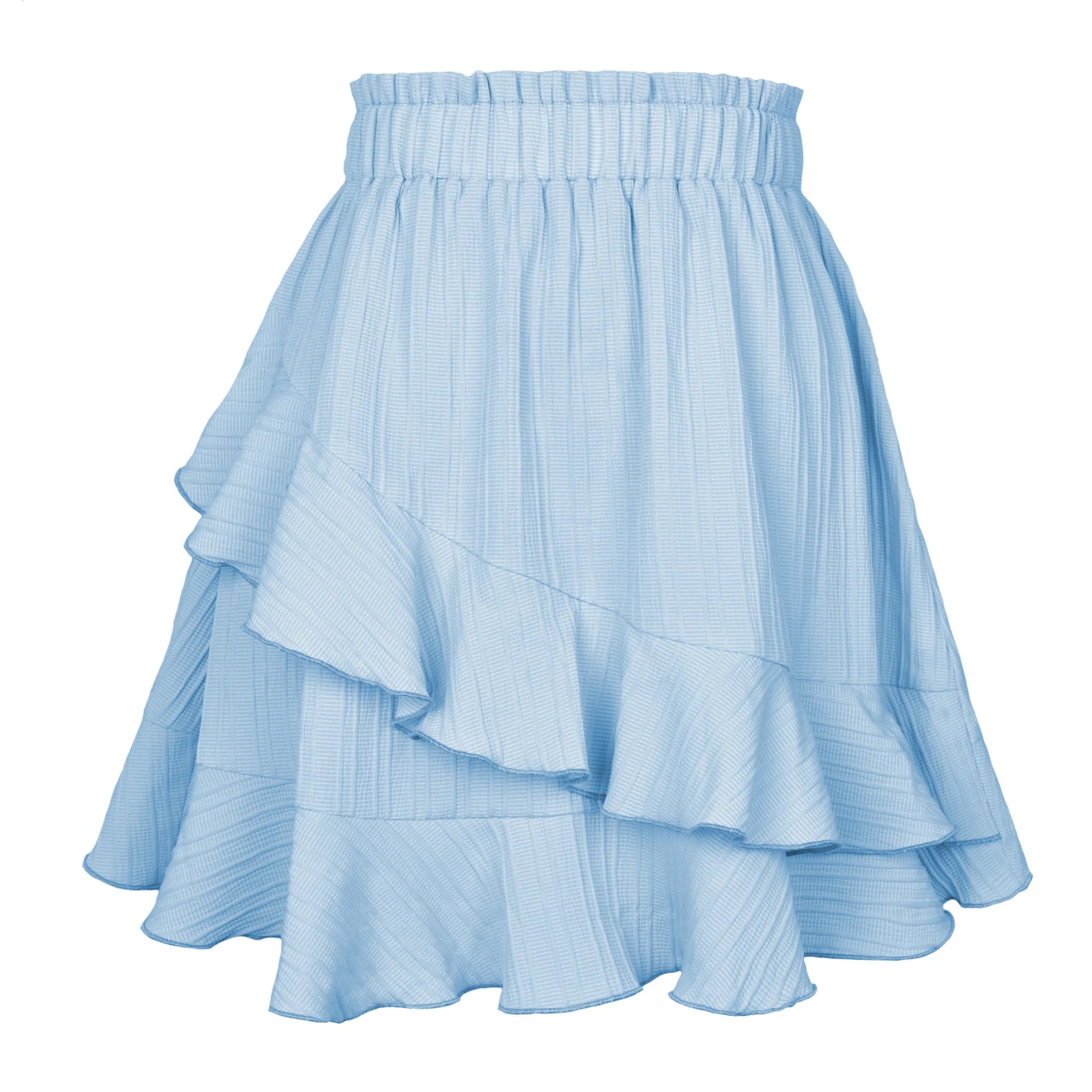 Stylish High Waist Ruffle Skirt for Women in Solid Colors