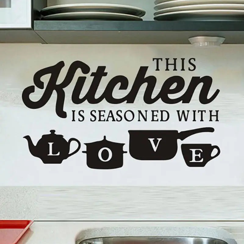Creative PVC Kitchen Wall Stickers in Black for Home Decor