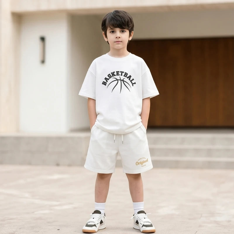 Boys Cotton Basketball Outfit Set for Summer Play