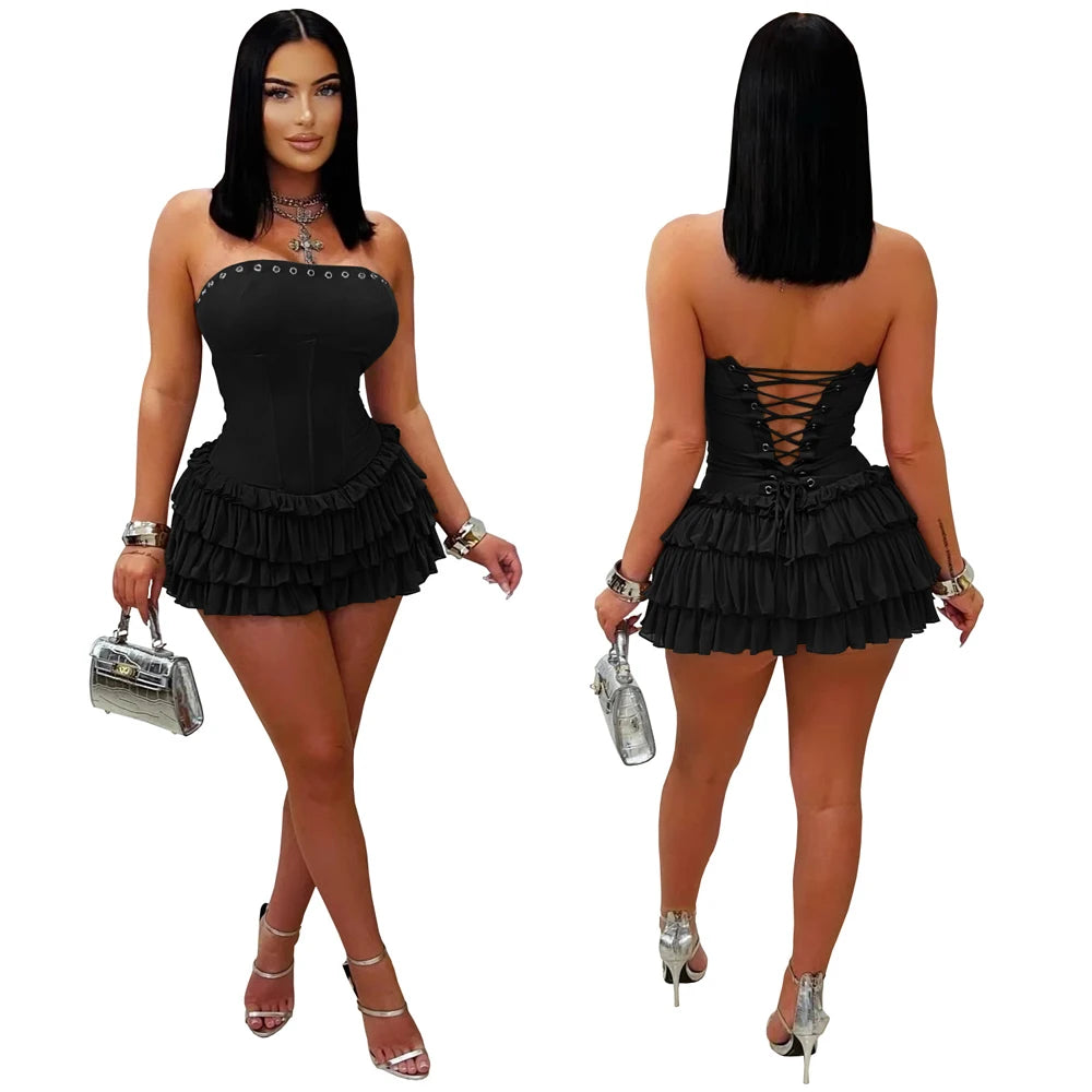 Elegant Strapless Mini Dress for Women with Ruffles
