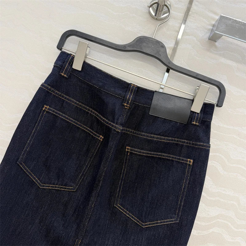 High Waisted Straight Tube Denim Skirt for Women
