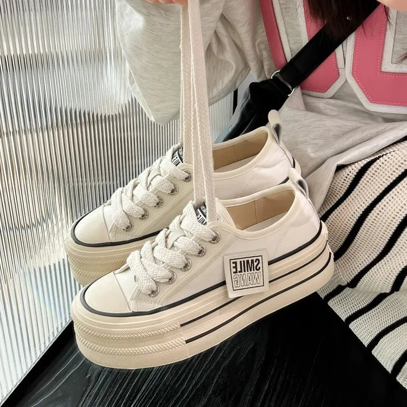 Women's Canvas Platform Sneakers for Summer Casual Wear