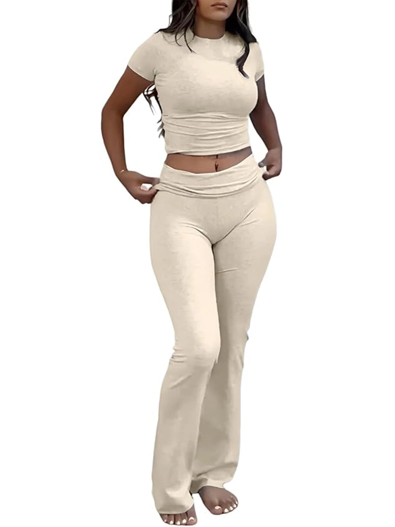 High Waist Flare Pants Tracksuit Set for Women by charnisha