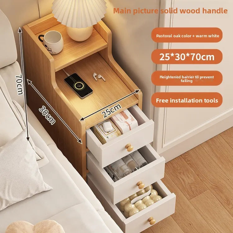 Modern Minimalist Narrow Bedside Table for Bedroom Use