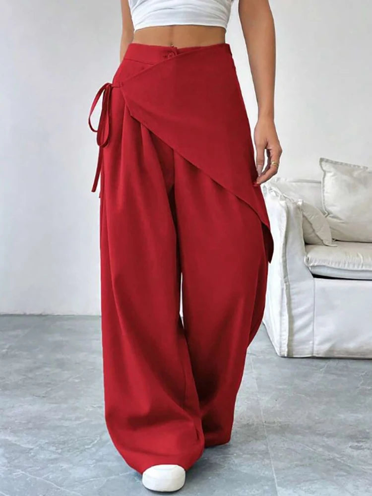 High Waist Loose Wide Leg Trousers for Women in Polyester