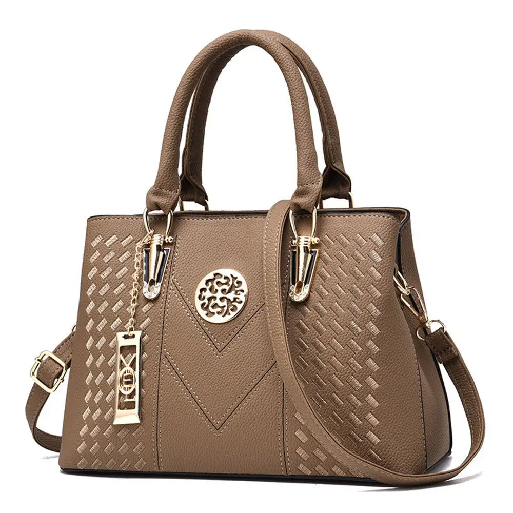 Embroidered PU Handbag for Women - Large Capacity Tote