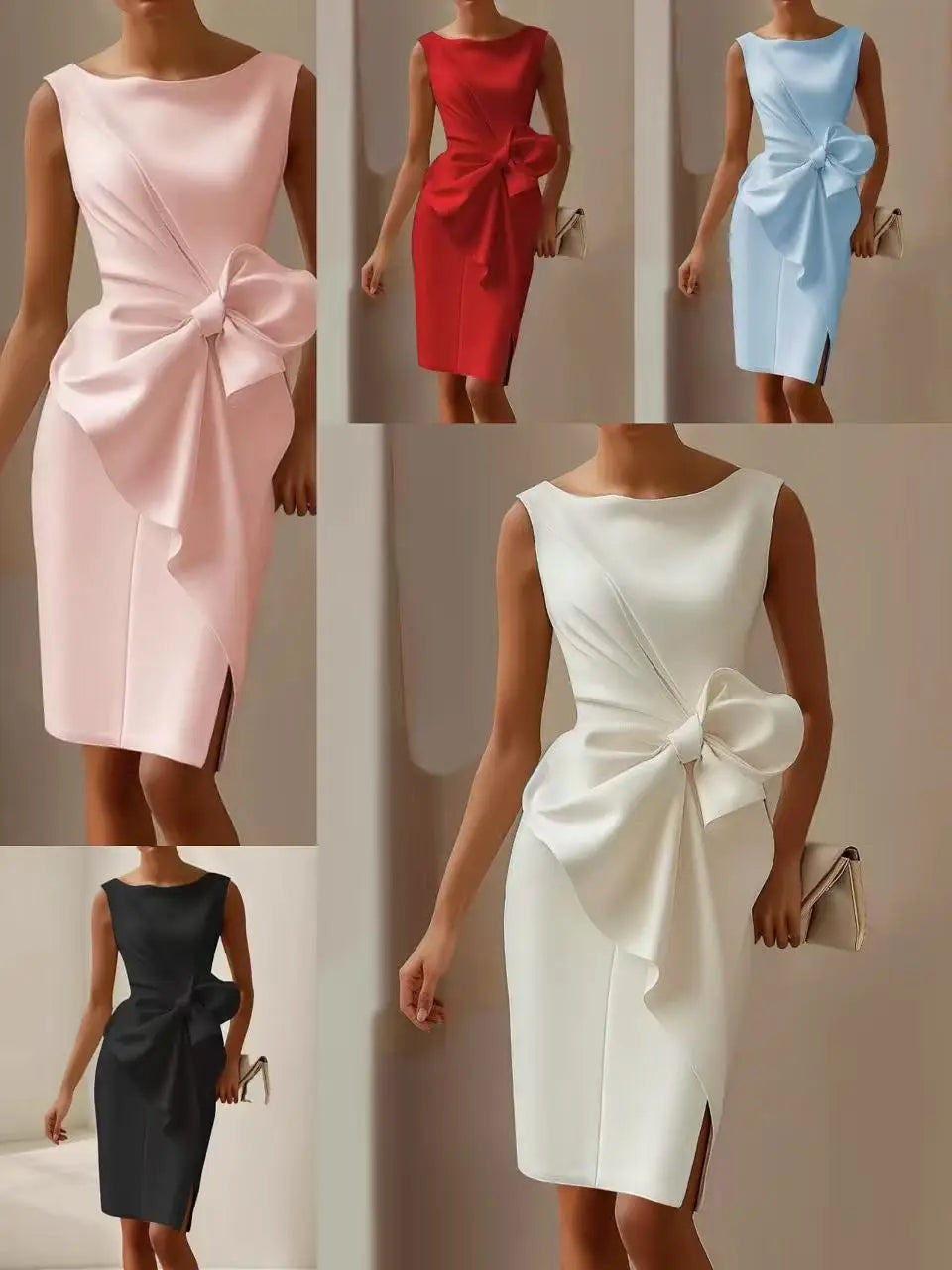 Elegant Sleeveless Summer Dress for Women in Solid Color