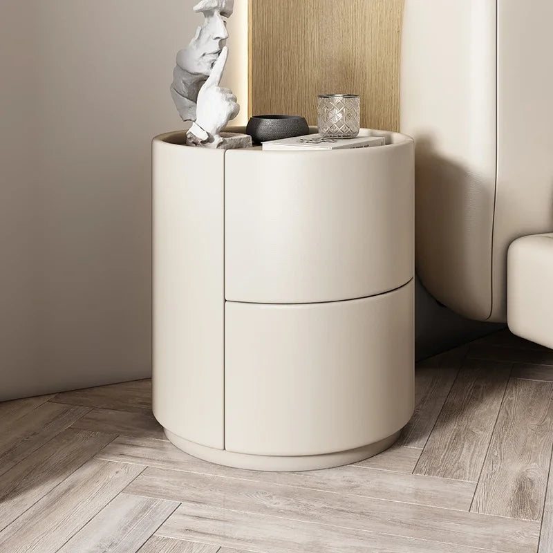 Modern Minimalist Solid Wood Nightstand with Two Drawers