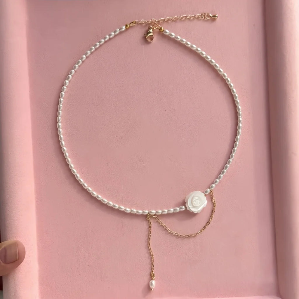 Gold Silver Minimalist Pearl Necklace for Women