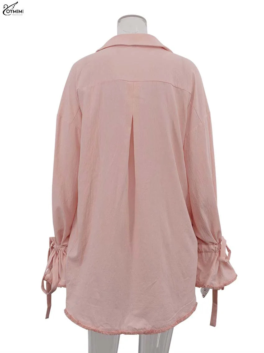 Oymimi Elegant Pink Cotton 2 Piece Set for Women