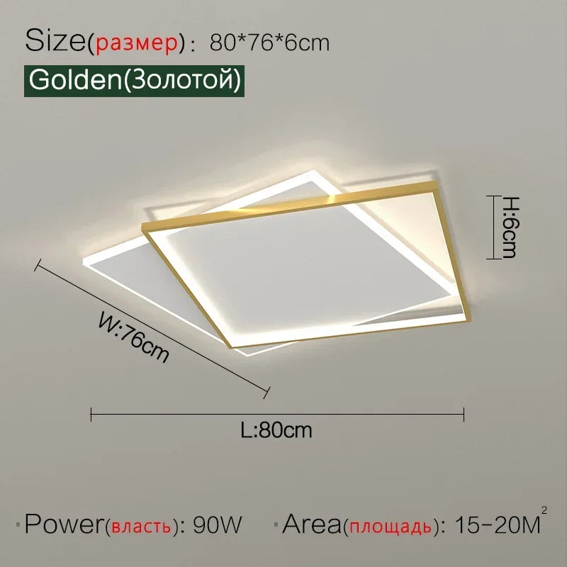 Modern Minimalist Square Ceiling Light in Black