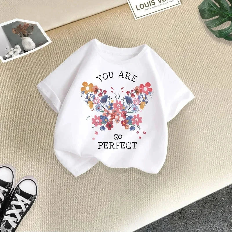 Girls Summer Short Sleeve T-shirt in Cartoon Style