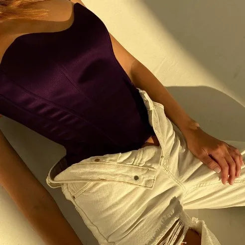 Elegant Women’s Bustier Top in Solid Polyester for Summer