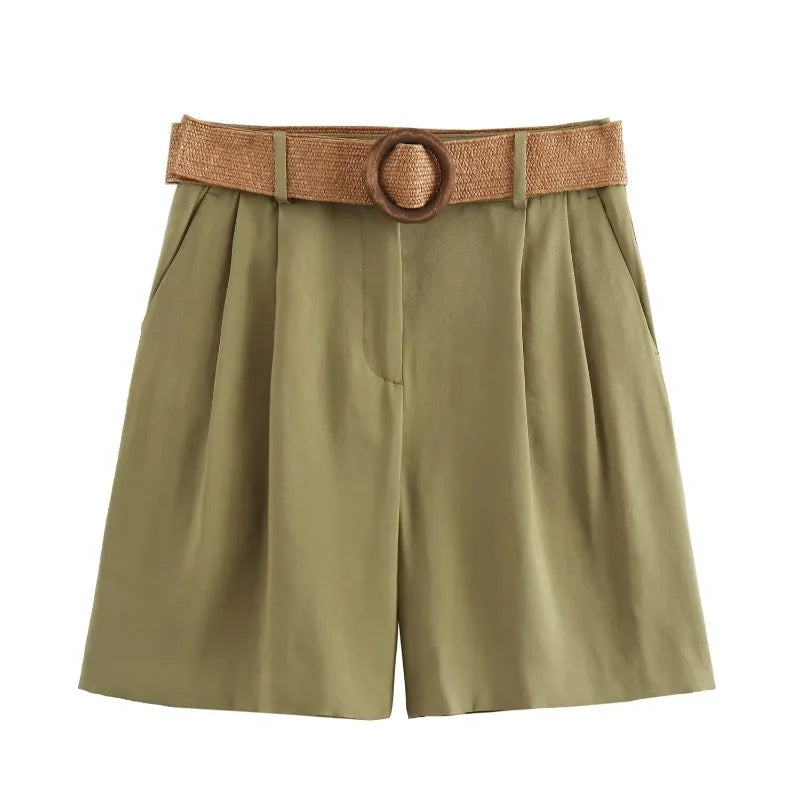 Y2K High Waist Baggy Shorts for Women with Belt