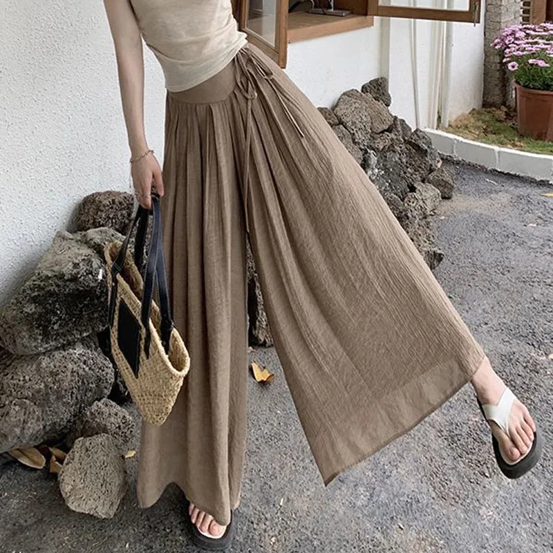 Elegant Wide Leg Pants for Women in Mercerized Cotton