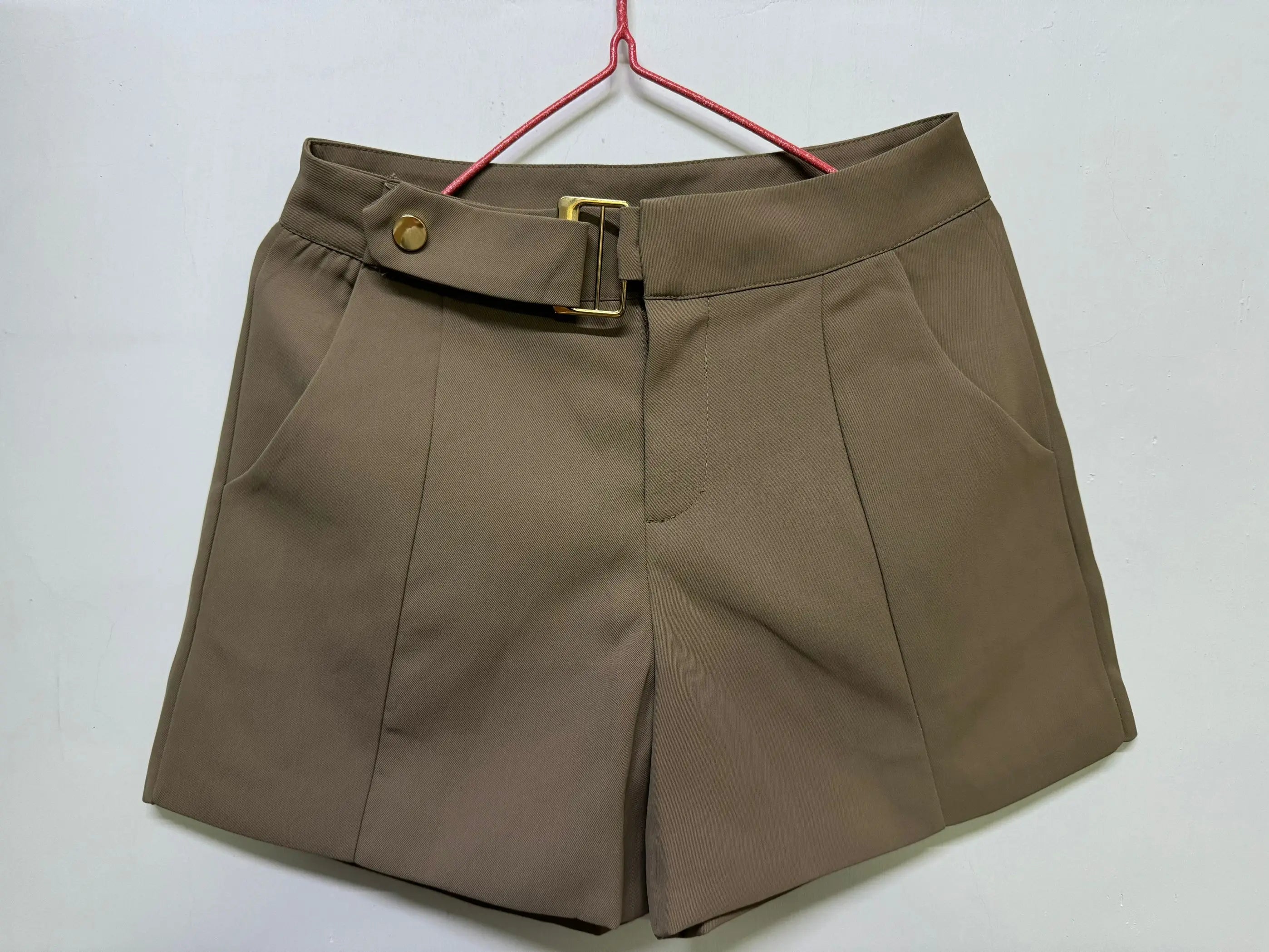Goghvinci Elegant High Waist Women Shorts in Apricot and Khaki