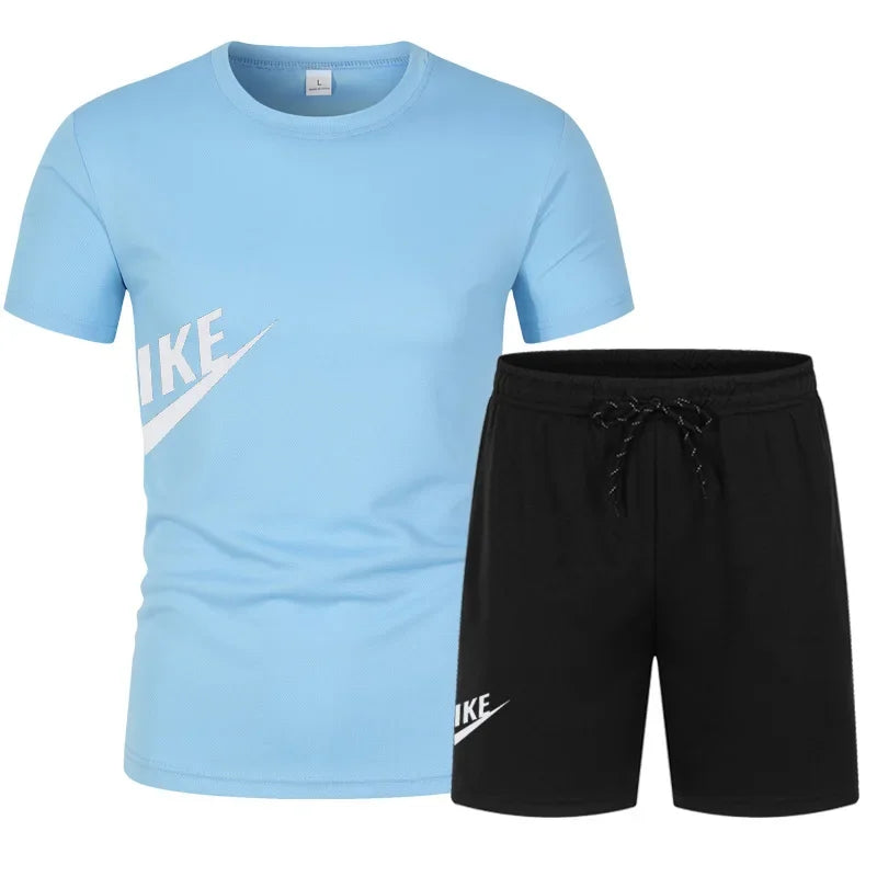 Men's Breathable Polyester Summer T-Shirt and Shorts Set