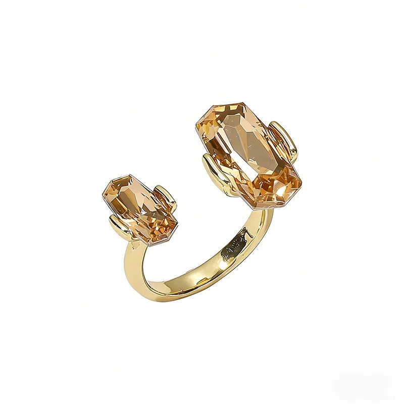 Trendy Gold Plated Wedding Ring with Geometric Design