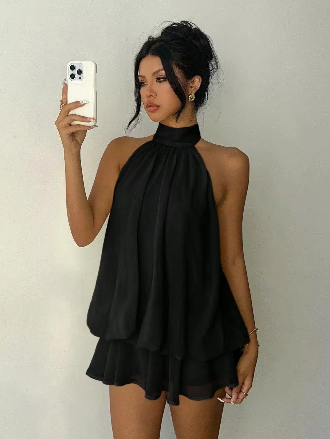 Elegant Women's A-line Beachwear Dress in Polyester
