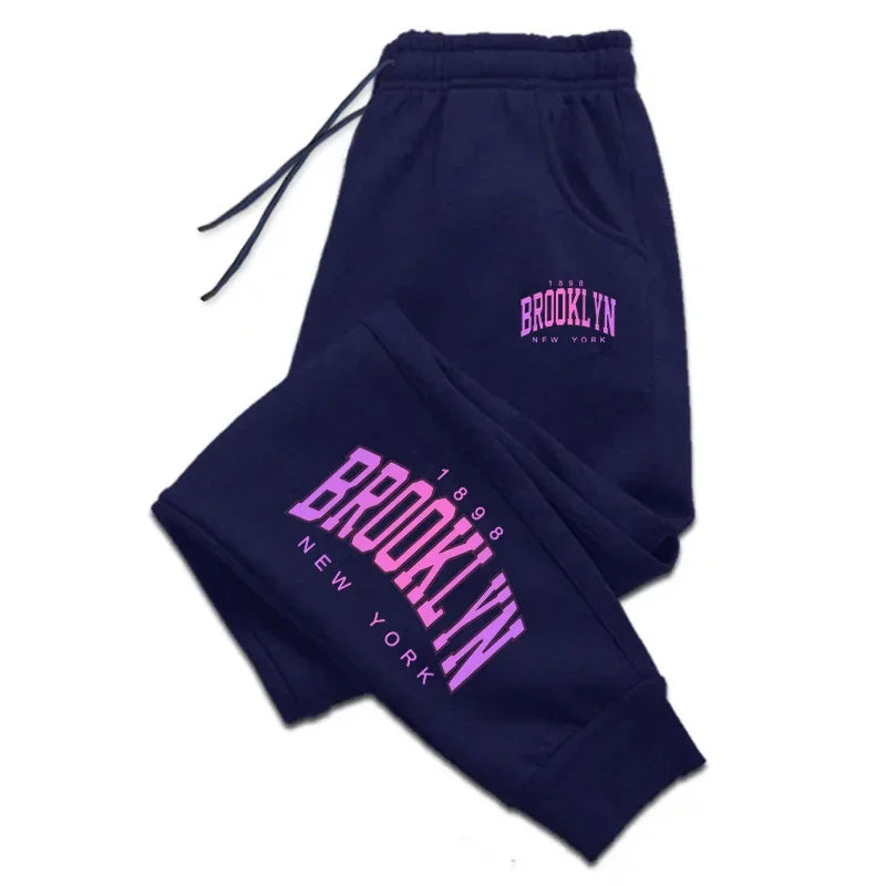 Women's Ankle-Length Polyester Sweatpants with Drawstring