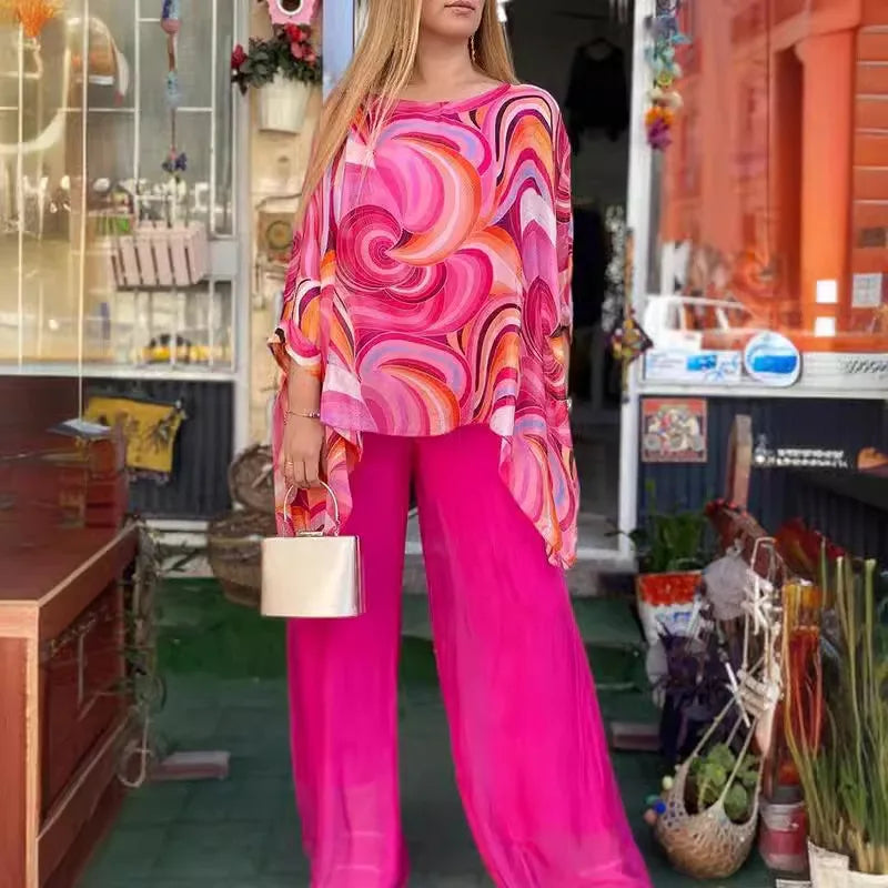 MsChuh Women's Casual Two Piece Trousers Set for Summer Style