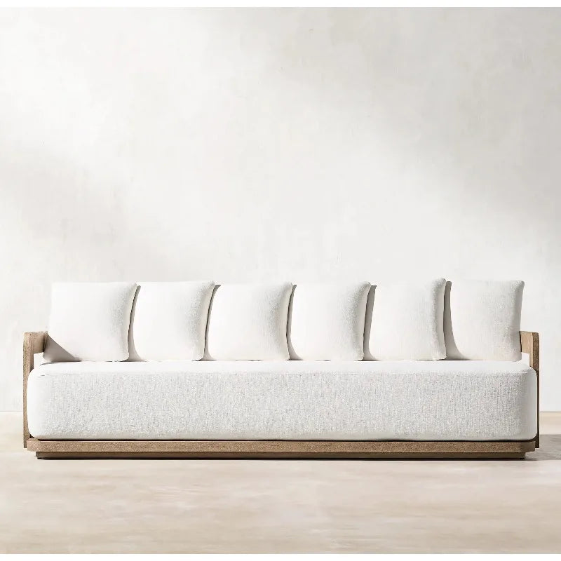 Teak Wood and Rattan Outdoor Sofa Set for Garden Living